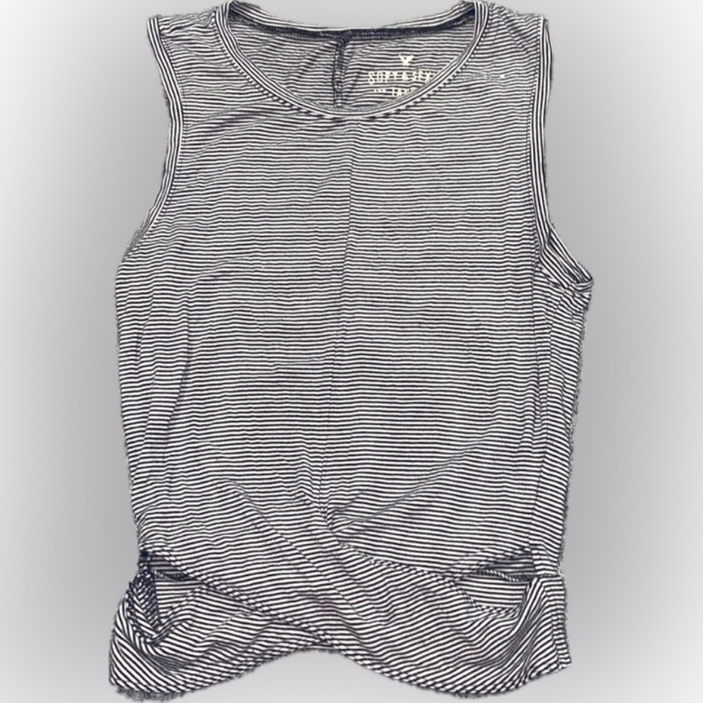 American Eagle Striped Cross Bottom Tank